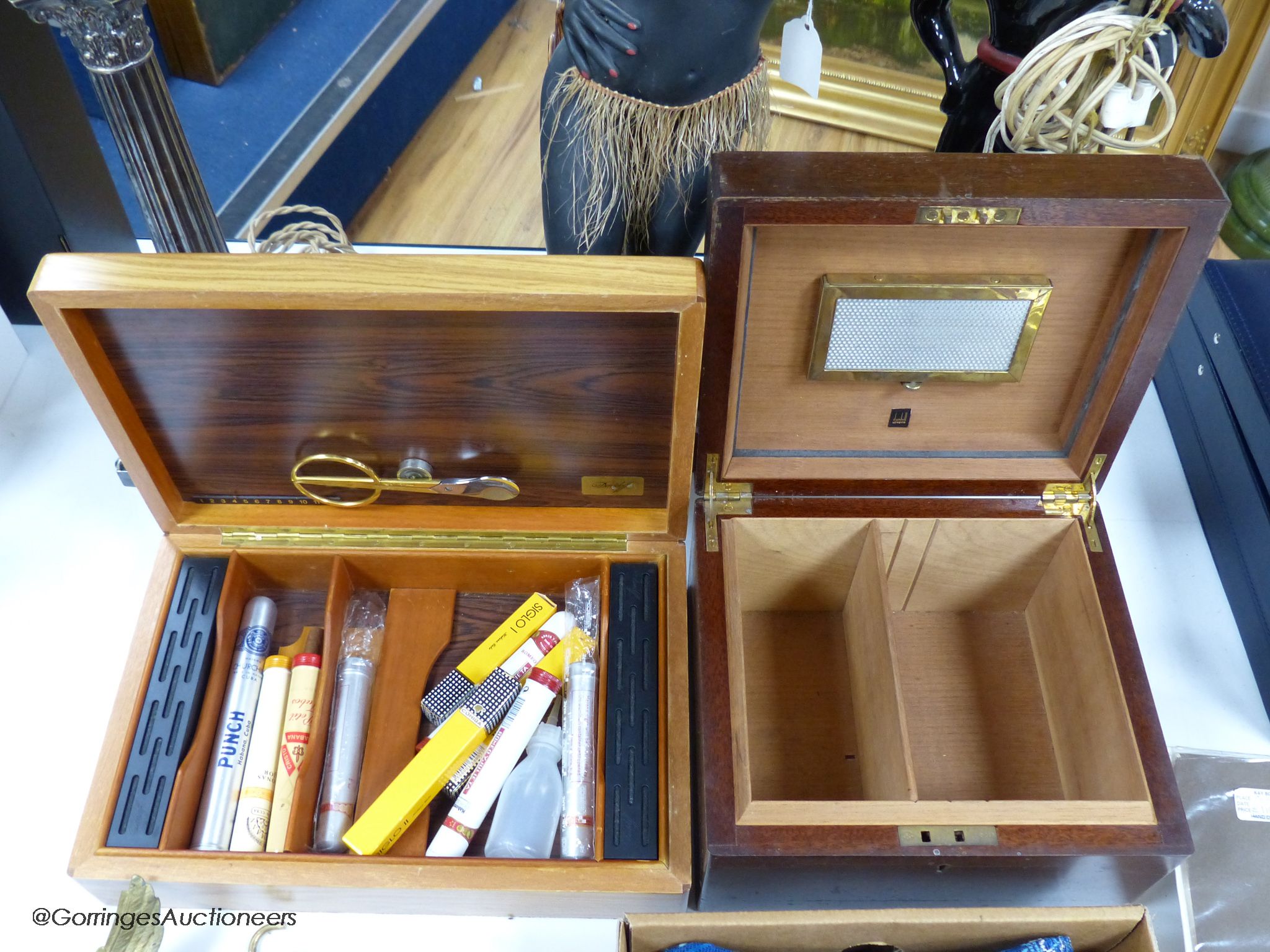 Two humidors and mixed cigars